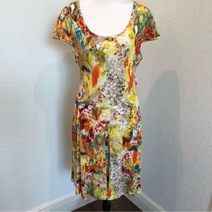 Brand New White Mark Couture Fit and Flare Scoop Neck Dress with Cap Sleeve